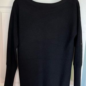White House Black Market Boatneck Knit Black Tunic Top Size M NWT $60